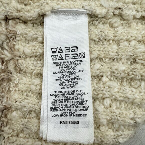 Joie Open Front Longline Cardigan Women S Nordic Knit Cream Red Cozy Fair Isle - Picture 10 of 14